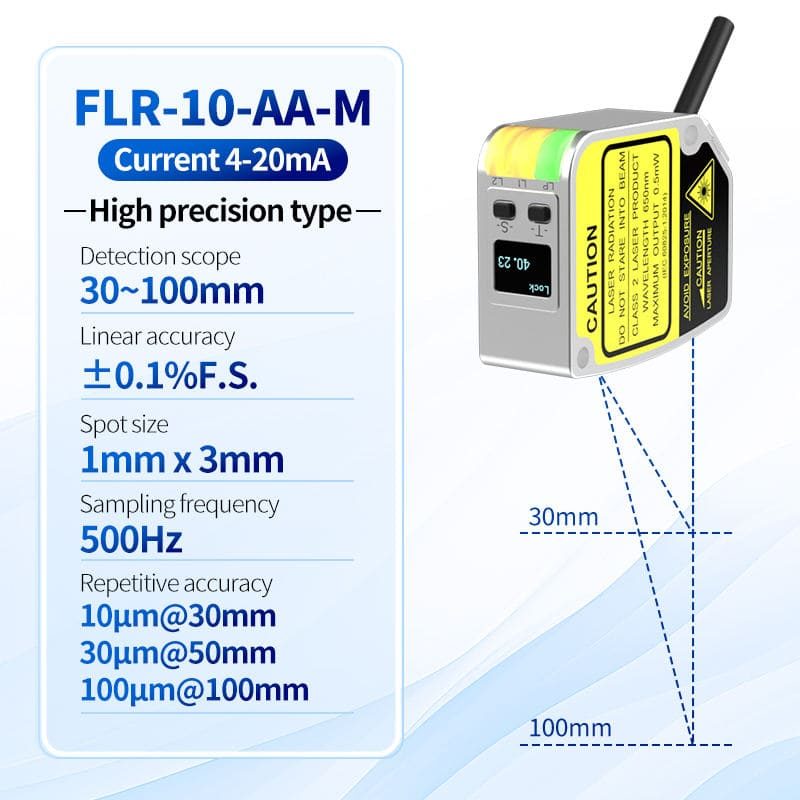 OLED Digital Display High Precision 30-100mm Analog Laser Displacement Sensor for Angle Linear Position Measuring