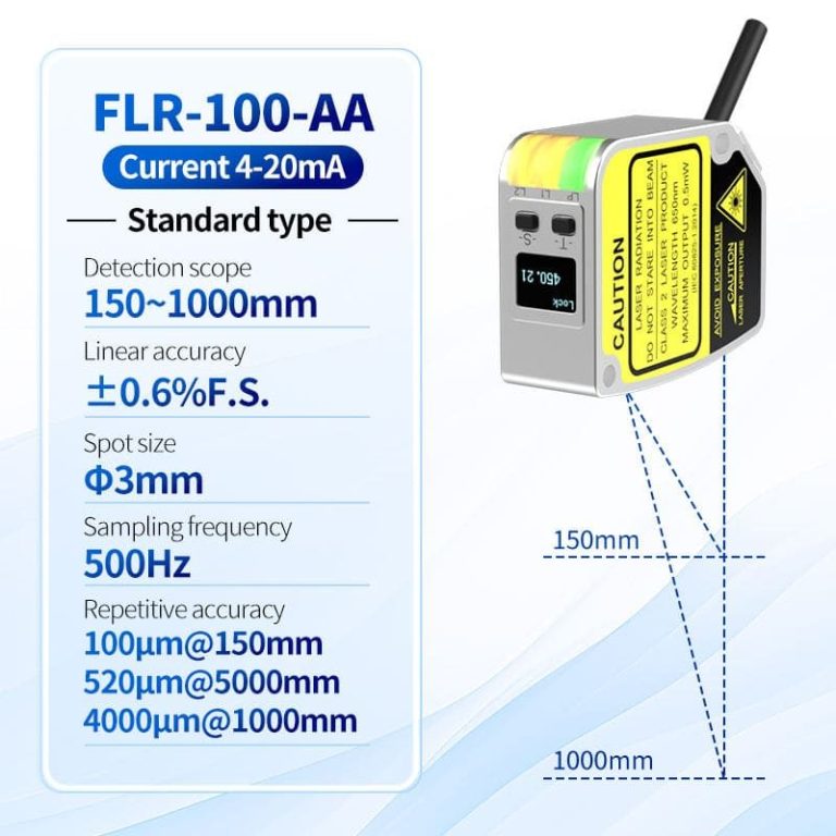 Laser Displacement Sensor with ModBus RTU High Accuracy OLED Display 0.01mm Linear Position Measuring Range 100mm